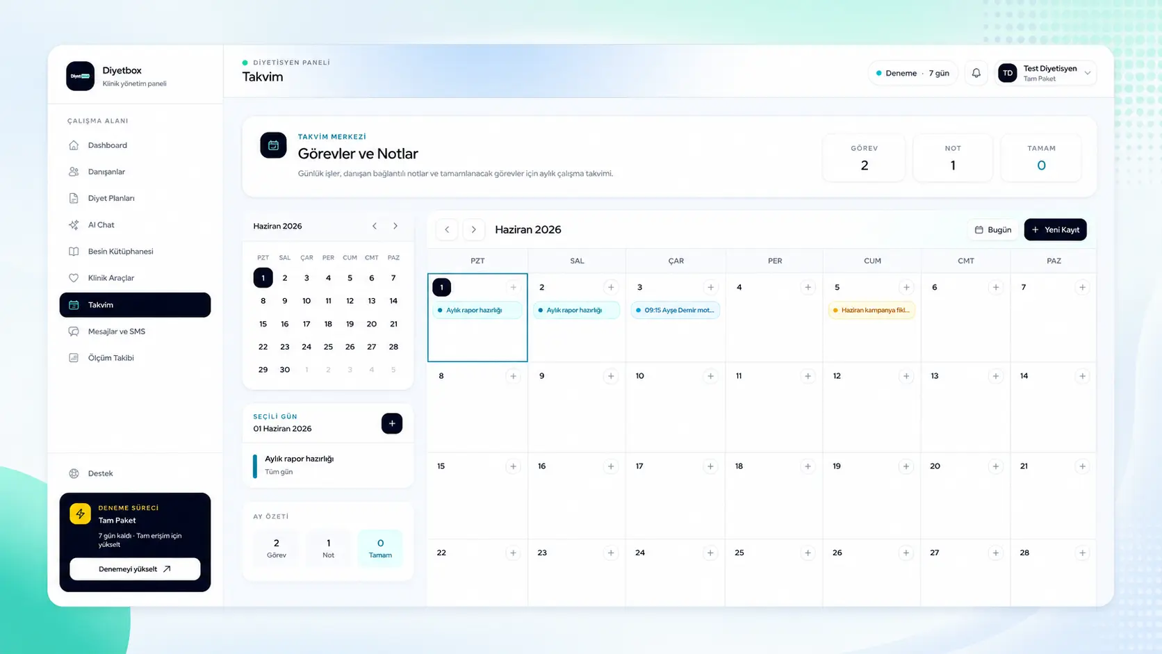 Diyetbox panel tema ekranı 1