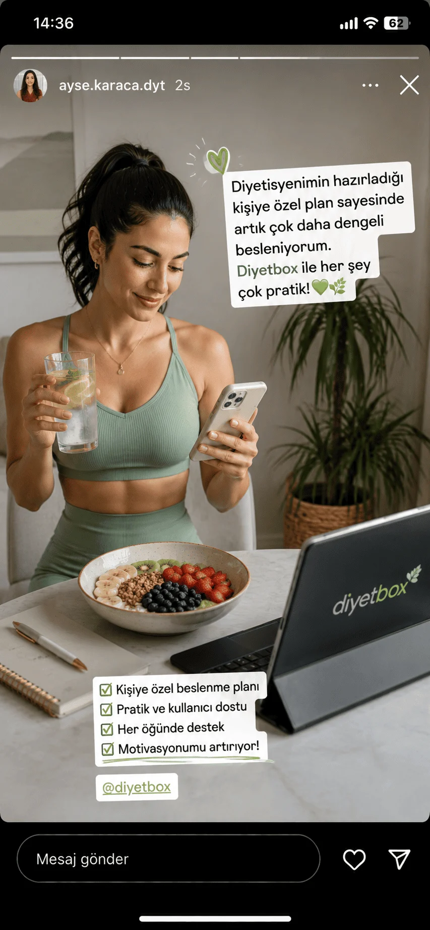 Diyetbox uygulama ekranı 1